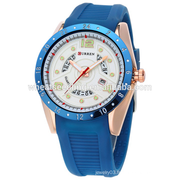 Taobao vente chaude deisgn grand cadran silicone curren avec date montres hommes